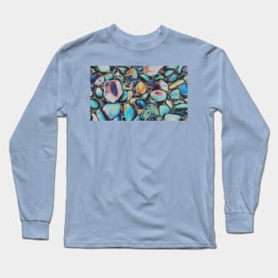 Magic beach pebbles: trippy retro edit of abstract nature photography Long Sleeve T-Shirt